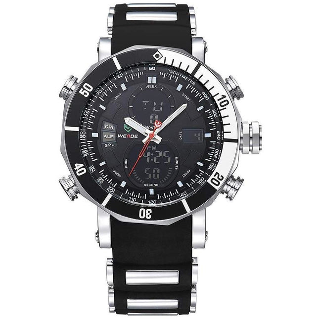 WEIDE Hammerhead Silicone Infused Steel Black Watch