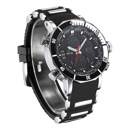 WEIDE Hammerhead Silicone Infused Steel Black Watch