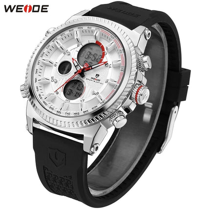 WEIDE Dual Time World City Silicone White Watch