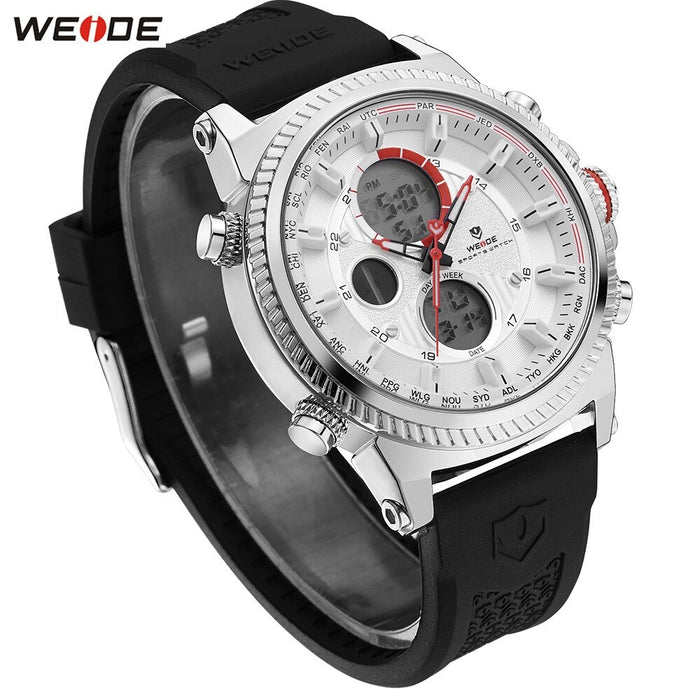 WEIDE Dual Time World City Silicone White Watch