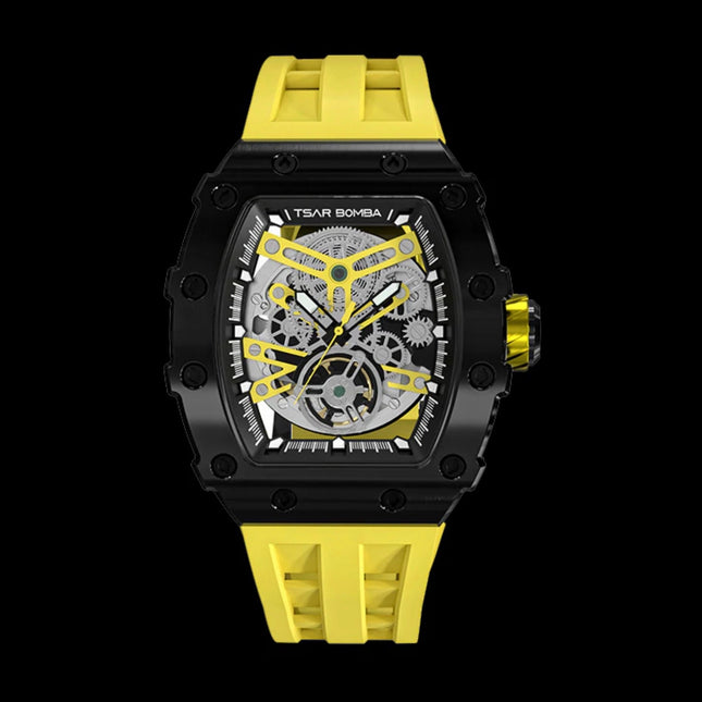 TSAR BOMBA Men's Automatic Watch TB8208A-04 Black Edition / Yellow